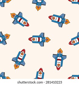 spaceship , cartoon seamless pattern background