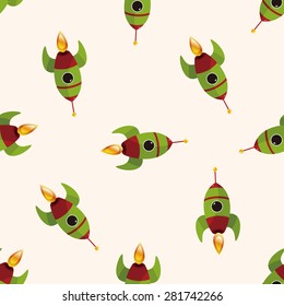 spaceship , cartoon seamless pattern background