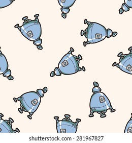 spaceship , cartoon seamless pattern background