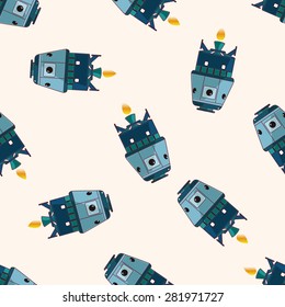 spaceship , cartoon seamless pattern background
