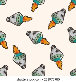 spaceship , cartoon seamless pattern background