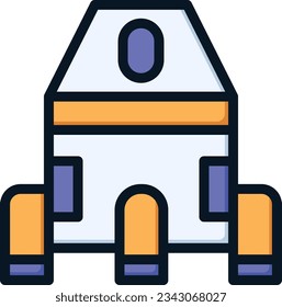 Spaceship Color Line Icon - Single Icon, Vector