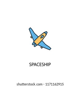 spaceship concept 2 colored line icon. Simple yellow and blue element illustration. spaceship concept outline symbol design from space exploration set