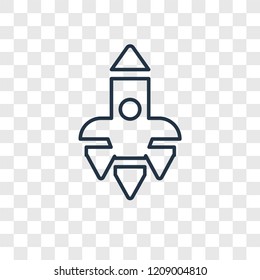 Spaceship concept vector linear icon isolated on transparent background, Spaceship concept transparency concept in outline style
