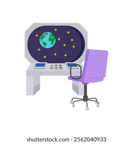 Spaceship Control Room, Space Vector Illustration, Isolated