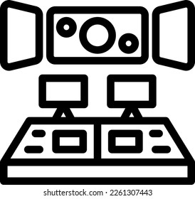 Spaceship Control Room Vector Line Icon Design