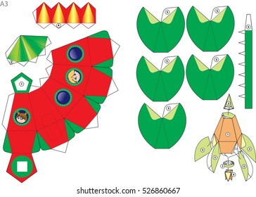 spaceship cut and folded paper toy