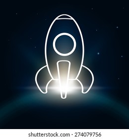 Spaceship design over black background, vector illustration.