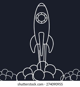 Spaceship design over black background, vector illustration.