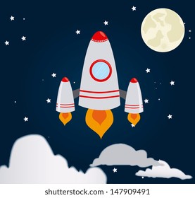 spaceship design over night sky background vector illustration 