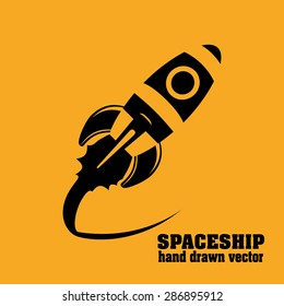 Spaceship design over orange background, vector illustration