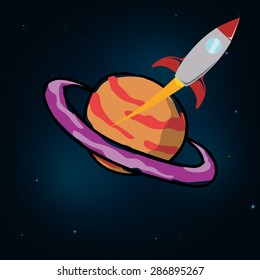 Spaceship design over space background, vector illustration