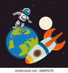 Spaceship design over space background, vector illustration