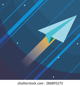 Spaceship design over space background, vector illustration