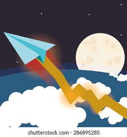 Spaceship design over space background, vector illustration