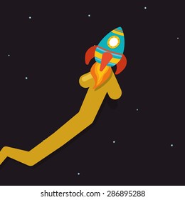 Spaceship design over space background, vector illustration