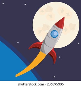 Spaceship design over space background, vector illustration