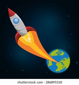 Spaceship design over space background, vector illustration