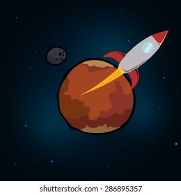 Spaceship design over space background, vector illustration