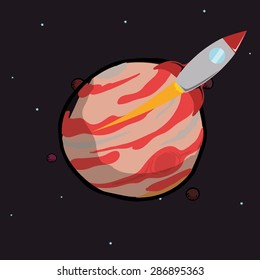 Spaceship design over space background, vector illustration