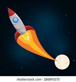 Spaceship design over space background, vector illustration