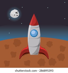 Spaceship design over space background, vector illustration