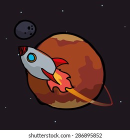 Spaceship design over space background, vector illustration