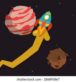 Spaceship design over space background, vector illustration