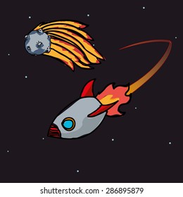 Spaceship design over space background, vector illustration