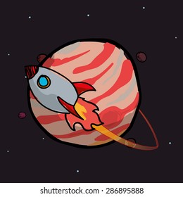 Spaceship design over space background, vector illustration