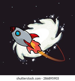 Spaceship design over space background, vector illustration