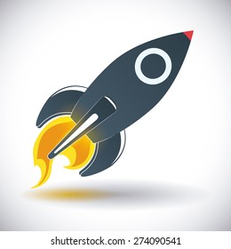 Spaceship design over white background, vector illustration.