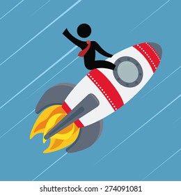 Spaceship design over white background, vector illustration.