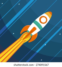 Spaceship design over white background, vector illustration.