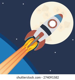 Spaceship design over white background, vector illustration.