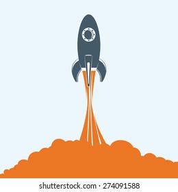 Spaceship design over white background, vector illustration.