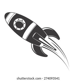 Spaceship design over white background, vector illustration.