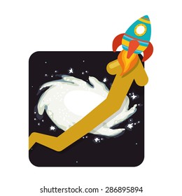 Spaceship design over white background, vector illustration