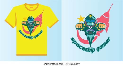 diseño de nave espacial para la impresión de pantalla de camisetas