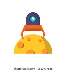 spaceship discovery moon flat icon image vector illustration