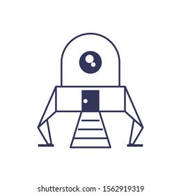 spaceship discovery moon line image vector illustration