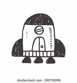 spaceship doodle drawing