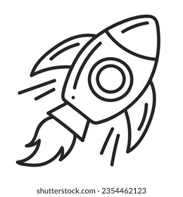 spaceship doodle icon isolated illustration