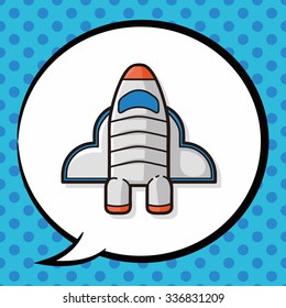 spaceship doodle, speech bubble