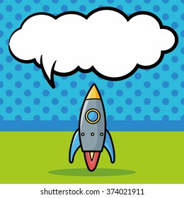 spaceship doodle, speech bubble