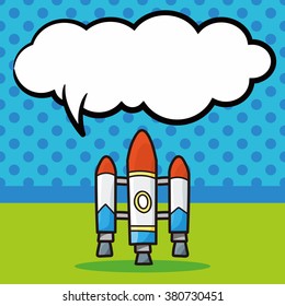 spaceship doodle, speech bubble