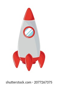spaceship explore cartoon icon style