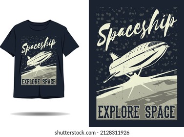 Spaceship explore space silhouette t shirt design