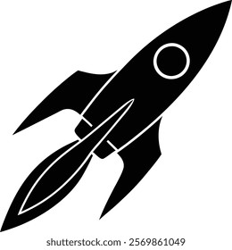 Spaceship fast rocket silhouette isolated on white background. Rocket sign vector illustration design