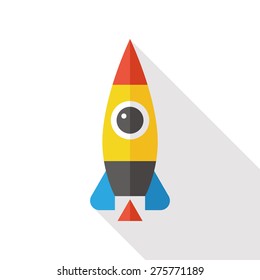 spaceship flat icon with long shadow